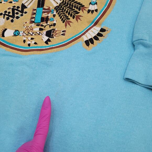 Vintage Native-American Sweatshirt Womens Large 22x22 Boxy - Picture 3 of 14